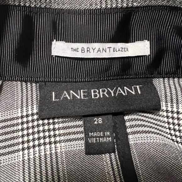Lane Bryant Womens Gray The Bryant Blazer Glen Plaid Padded Blazer Sz 28 - Picture 6 of 10